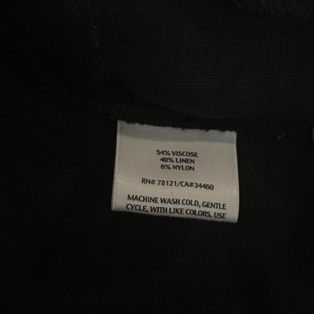 Eileen Fisher Petite PM Black Blazer Jacket Linen Blend Lightweight 3/4 Sleeve - Picture 3 of 6